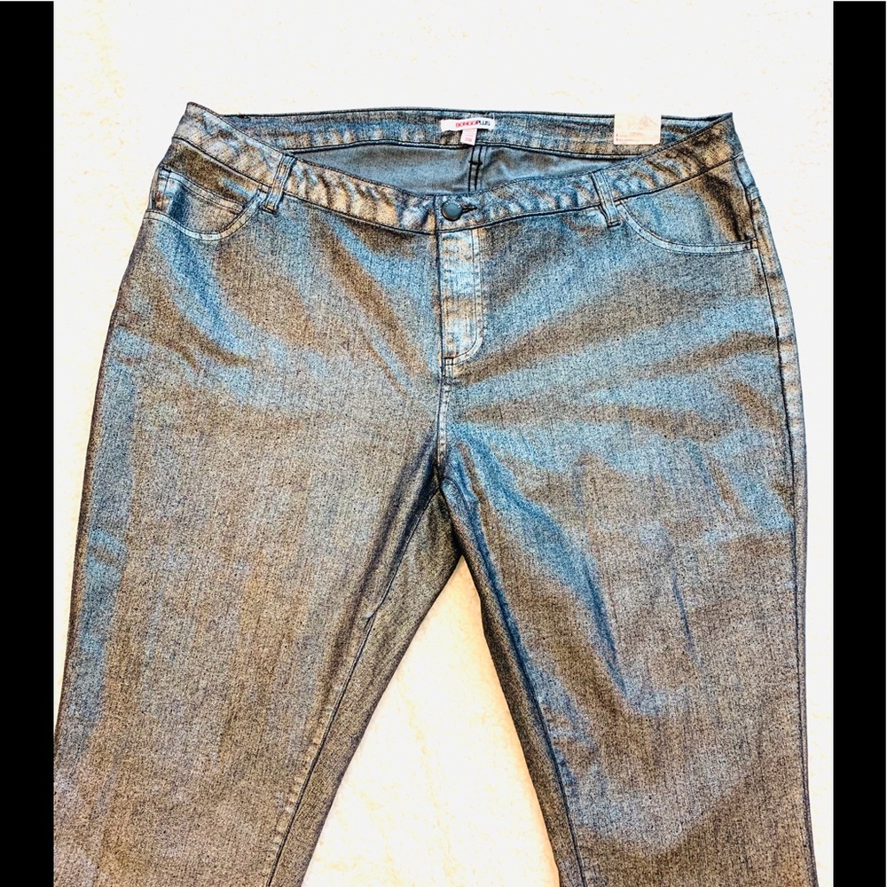 NWT Silver Black Metallic Skinny Jeans Grange - Picture 7 of 9